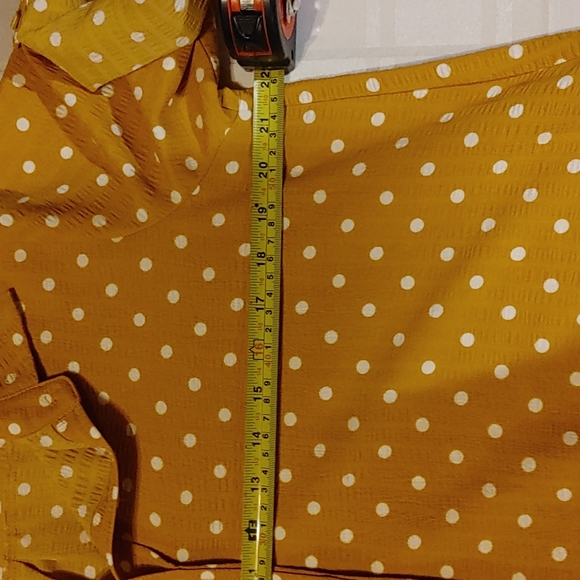 Red Coral Mustard Yellow Polka Dot A Line Tunic Style with Pockets Medium - Picture 7 of 12